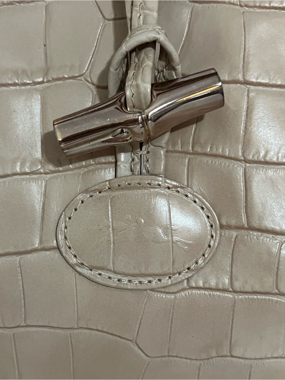 Longchamp Croc-Embossed Leather Satchel in Light Blush - Picture 2 of 16